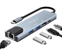 5-en-1 Hub USB C,Adaptateur vers RJ45 Ethernet,HDMI 4K,PD 100W,USB 3.0 Port,USB 2.0 Port,Multiport Adaptateur pour MacBook Pro/Air,iPad,Samsung,Dell,etc.