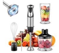 5-en-1 Mixeur Plongeur, Reemix Mixeur Plongeur de 1000W avec 12 Vitesses et mode turbo, Mélangeur avec Fouet Cuisine Mousseur à Lait Hachoir de 500ml Verre Doseur de 600ml sans BPA (noir)