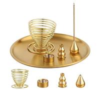 5 en 1 Porte-Encens pour Bâtons, Ensemble de Porte-Brûleur, Porte-Bâtons, Support de Bâtons d'Encens en Laiton, Encens de Capteur de Cendre pour Maison de Thé Yoga Méditation