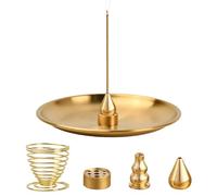 5 en 1 Porte-Encens pour Bâtons, Support de Bâtons d'Encens en Laiton, Ensemble de Porte-Brûleur, Porte-Bâtons, Encens de Capteur de Cendre pour Méditation Maison de Thé Yoga