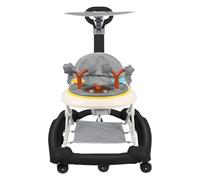 5 en 1 Poussette pour bébé,Trotteur Bébé,Boîte à Musique Cartoon Amovible,Capot pivotant à 360 degrés,poignée de poussée Haute,Jeu Bébé 6 mois et+,67 * 72 * 92cm-Noir(A)