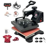 5 en 1 Presse à Chaud 25 x 30 cm Presse de la Chaleur Machine de Sublimation Textile Heat Press Pivotant à 360 Degrés pour T-Shirts/Assiettes/Casquettes/Tasses/couvertures
