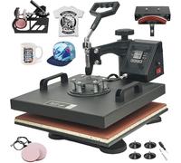 5 en 1 Presse à Chaud 30 x 38 cm Presse de la Chaleur Machine de Sublimation Textile Heat Press Pivotant à 360 Degrés pour T-Shirts/Tasse/Chapeau/Assiette/Casquette