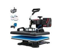 VEVOR Presse à Imprimer 5 en 1 Presse à Chaud Machine de Sublimation Textile 30x38 cm Machine d'Impression 1250 W Presse à Chaleur Pivotante à 360°