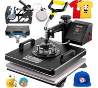 VEVOR Machine De Presse Chaude 5 en 1 Double Affichage 38 x 38CM Presse De Chaleur 1000W Presse de transfert Minuterie Electronique Contrôle Température Automatiquement Bricolage