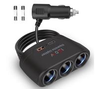 5 en 1 prise allume-cigare USB voiture 120 W, chargeur de voiture, chargeur de voiture USB répartiteur adaptateur avec 3 prises 12 V USB C PD et USB A QC3.0 pour iPhone iPad Dashcam réfrigérateur