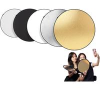 5 en 1 Réflecteur,24inch/60cm Reflecteur Lumiere Photo,Pliable Reflecteur Lumiere,Réflecteur De Lumière,Panneau Réflecteur Photo Pliable Multi-Disques,pour Portrait,Selfie,Photographie De Mariage