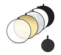 5 en 1 Réflecteur de Lumière Rond Pliable Reflecteur Lumiere Photo pour la Photographie de Mariage Portrait Selfie pour Studio et éclairage Extérieur 60cm (Translucide/Argent/Or/Blanc/Noir)