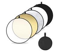 5 en 1 Réflecteur de Lumière Rond Pliable Reflecteur Lumiere Photo pour la Photographie de Mariage Portrait Selfie pour Studio et éclairage Extérieur 80cm (Translucide/Argent/Or/Blanc/Noir)