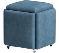 5 en 1 Repose-pieds gigognes empilables avec roulettes pivotantes Creative Cube Sofa et Coiffeuse pour salon ou chambre à coucher Bleu 35 cm carré