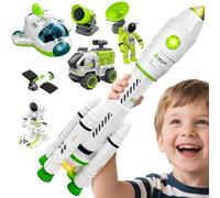 5 en 1 Station Spatiale Martienne et Fusée,Navette Spatiale Jouets,Fusée Jouet Espace,Space Shuttle Kit avec Effets Sonores et Lumineux, Jouet de Construction éducatif pour 6 8 9 11 12 Ans