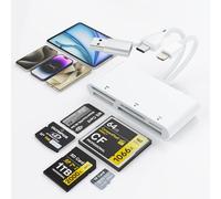 5-en-3 Lecteur de Carte SD USB C&USB 3.0, Adaptateur de Lecteur Cartes Mémoire Multiples 5Gbps Lire 5 Cartes Simultanément Soutien SD/Micro SD(TF)/CF/XD/MS pour i-Phone/i-Pad, USB C et USB A Appareils