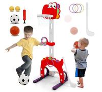 5 en1Panier Basket Enfant,Hauteur Réglable de 100-120 cm, Portable Panier de Basket avec Divers Accessoires,Jouets D'extérieur et D'intérieur pour Enfants,la Base Peut être Remplie d'eau ou de Sable