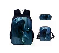 (5) Ensemble de 3 sacs d'école Jurassic World Classic : sac à dos, trousse et sac à bandoulière en toile,