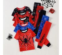 5 ensembles assortis au hasard de 2 pièces/set. Pyjamas pour tout-petits garçons avec Top à manches courtes col rond et pantalon. Imprimé de super-héros de bandes dessinées sur un tissu en maille conf
