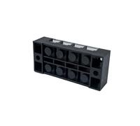 5 Ensembles Bornier 4p à Vis Double Rangée 25a Noir | Acier et Plastique, Quatre Positions Isolées, Couvercles Transparents Encliquetables, Entraxe Douze Millimètres, 600 Vca