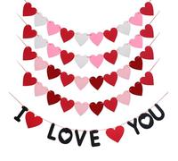 5 Ensembles de Drapeaux d'amour, bannières en Forme de Coeur, Drapeaux en Forme de Coeur I Love You, Mariage Guirlande, décorations Saint Valentin, décoration Mariage en Forme de Coeur