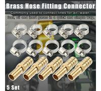 5 Ensembles De Raccords De Tuyaux Barbelés De 12-14Mm Avec Pinces