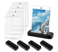 5 Ensembles Protèges Cartes Magnétique, 35PT Magnetic Trading Card Holder Anti-UV avec Support, Magnétique pour Cartes à Collectionner, Magnétique Titulaire de Carte pour Cartes de Sport
