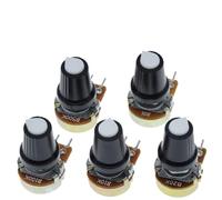 5 ensembles WH148 1K 10K 20K 50K 100K 500K Ohm 15mm 3 broches résistance de potentiomètre rotatif conique linéaire avec capuchon blanc AG2(10K Ohm)