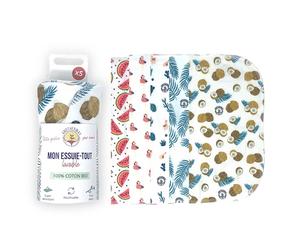 5 essuie-tout lavables coton bio