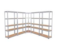 5 étagères XXL spécial angle pour grand garage - Hauteur 2m20 - Étagères de coin charges très lourdes -1325 kg - Montage facile