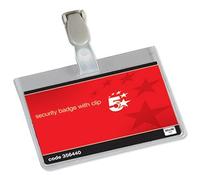 5 Etoiles ETL-356440 356440 Boîte de 25 badges à pince de sécurité Plastique Blanc 60x90mm