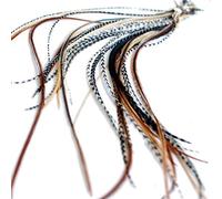 5 extensions de cheveux plumes super longues mince 33-38+ cm avec anneaux/boucle - Mixed Naturals