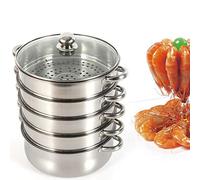 5 faitout vapeur en acier inoxydable avec couvercle en verre, panier vapeur pour pommes de terre, cuiseur vapeur pour plaques de cuisson au gaz, électriques et pleines (30 cm)