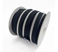 #5 Fermeture éclair continue, dents argentées，sangle noire , 25 m/rouleau, peut être utilisée pour les sacs, tentes, vêtements, etc. 25 curseurs coulissants (25m, 332)