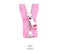5# fermetures à glissière en métal 70/90/120cm argent à double curseur fermeture éclair à bout ouvert veste manteau bricolage vêtement accessoires de couture, Rose, 70cm