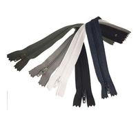 5 Fermetures Eclair Fine Polyester Spirale 20 cm Coloris Noir Blanc Marine Kaki Gris Pochette Coussin Jupe