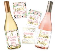 5 Fête de fiançailles Cadeau étiquettes de vin Stickers, belle Rose doré Récemment Engagés Décoration Fournitures pour couple Homme Femme Je suis NE fait cette Bague de Me Affichent l'intérêt Funny