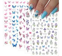 5 Feuilles 3D Nail Art Stickers Papillon, Autocollants Ongles Autoadhésif, Deco Ongle Design Manucure Accessoires de Conception