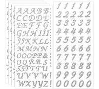 5 Feuilles Autocollants de Chapeau de Graduation Autocollants de Lettre Alphabet à Paillettes Autocollant de Lettre Chiffre en Strass Auto-Adhésif pour Décorations de Chapeau de Graduation (Argent)