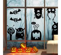 5 Feuilles De Grands Autocollants Géants Effrayants Pour Fenêtre,70 * 40cm Halloween Fenêtre Autocollants Decoration Stickers S Grandes Silhouettes De Monstres