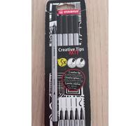 5 Feutres À Dessin - Calligraphie - Noir - Plusieurs Mines - Stabilo Creative Tips