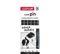 5 Feutres Écriture Et Dessin - Pour Le Manga Shonen - Noir - Assortiment De Pointes