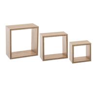 5 five simply smart - 3 petites étagères murales "fixy" cube effet bois de chêne