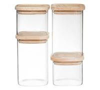 5 five simply smart - 4 récipients en verre empilables "hermet" couvercle en bois