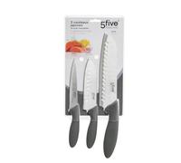 B Basic & Co - Lot de 3 Couteaux Japonais Steel 30cm Gris Gris