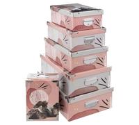 - Lot de 6 Boîtes de Rangement Animaux 48cm Rose