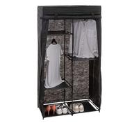 5five Armoire-penderie modulable tissu noir L88×P46×H169 cm Structure métal avec barre de penderie