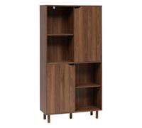 5five Bibliothèque SLIDY – 2 portes coulissantes – Bois foncé – 80x30x159,5 cm