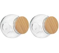 5 five simply smart 5five - bocal verre à bonbons couvercle bois 650ml (Lot de 2)