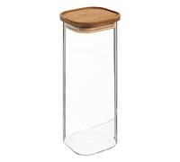 Paris Prix – Bocal en verre Hermet 2L, couvercle acacia, transparent & marron