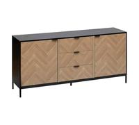 5 five simply smart 5five - Buffet Chevrons Effet Chêne et Noir, 2 Portes et 3 Tiroirs, 160 x 75 cm - Meuble de Rangement pour Salon, Salle à Manger