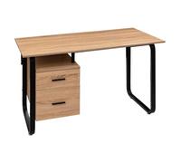 5 five simply smart 5five - Bureau Bava avec Caisson 2 Tiroirs - Effet Bois et Noir - 120 x 60 x 75 cm, Pieds Métal - pour Chambre, Salon, Bureau