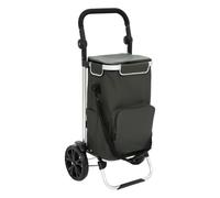 5 five simply smart 5Five - Chariot de Course 40L avec Sac Isotherme Amovible - 2 Roues Robustres, Poignées Réglables, Poches Multiples - Vert