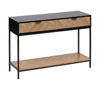 5 five simply smart 5five - Console 2 Tiroirs Chevrons Effet Pin Naturel et Noir - 1 Étagère - Forme Rectangle - Structure Solide en Acier - Rangement Pratique - Salon, Entrée